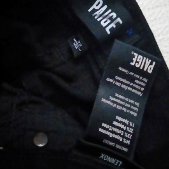 PAIGE Lennox Slim Straight Leg Jeans Black Shadow sz 33  Inseam 32 - Picture 5 of 11